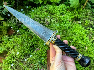 High Magick Damascus Steel & Twisted Pakkawood Ritual Athame Directing Energy - Picture 1 of 8