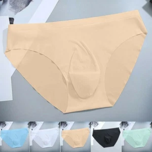 US Men Sexy Boxer Briefs Ice Silk Seamless Smooth Pouch Shorts Trunks Underwear - Picture 1 of 13
