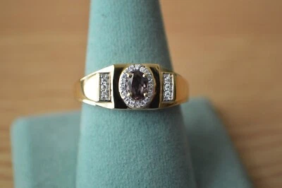 Anillo 0,90 quilates AAA cambio de color granate/moissanita 14 k años sobre plata fina talla 12 Foto 1 de 4