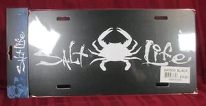 Salt Life License Plate BLACK  AND White SAT930 11 3/4" x 6" CRAB POLY - Picture 1 of 3