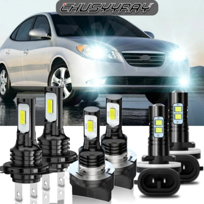 Para For Hyundai Elantra 2007-2010 6X Combo LED faro Hi/Low + luces antiniebla - Image 1 of 4