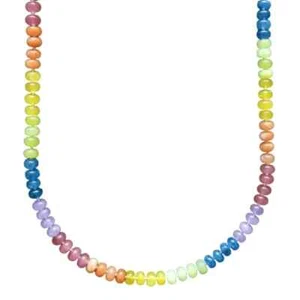 Edelsteinkette, Jade, blauer Chalcedon und Rhodonit, 24K vergoldeter Federring - Bild 1 von 10