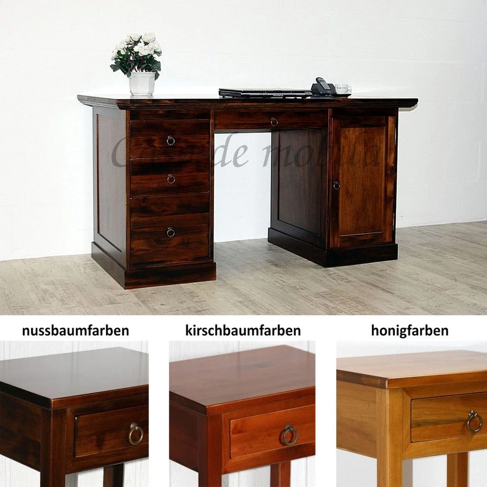 Massivholz Schreibtisch kirschbaumfarbe oder honig NEU Bürotisch PC-tisch holz - Bild 1 von 4