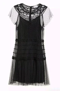 RED VALENTINO Lace Cap Sleeve Black Mini Dress IT 42 US 6 Org $1,195 - Picture 1 of 18