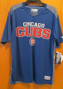 Chicago Cubs blaues Poly-Shirt mit V-Ausschnitt ~ Herrengröße LARGE ~ NEU mit Etikett - Bild 1 von 1