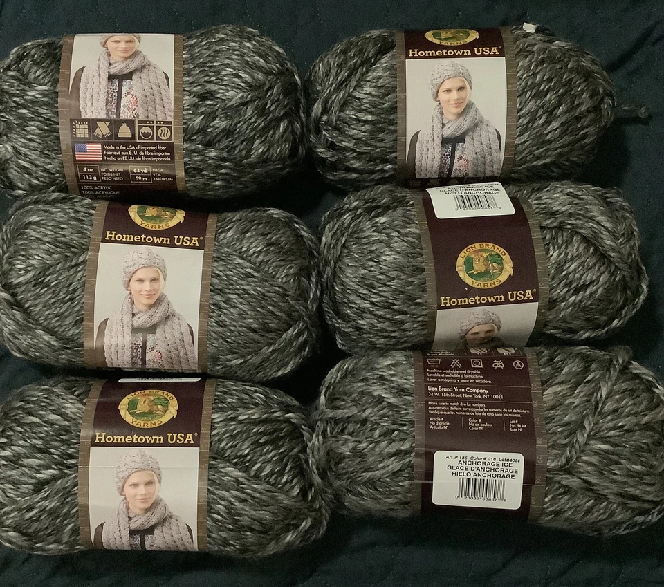Set of 3 Lion BRAND Hometown USA Yarn 216 Anchorage Ice