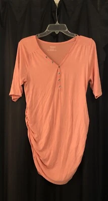Motherhood Maternity Rushed Stretch DRESS  Knit Midi Peach Rayon Spandex M - Image 1 of 4