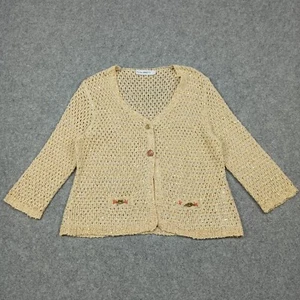 Elisa Cavaletti Women's Size XL Cardigan Sweater Gold Glitter Sequin Extra Large - Picture 1 of 13