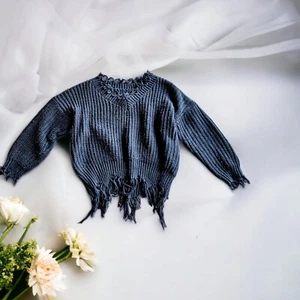 Handmade Sweater Gothic Distressed Onesize Cropped Form Fitting Black - Picture 1 of 5