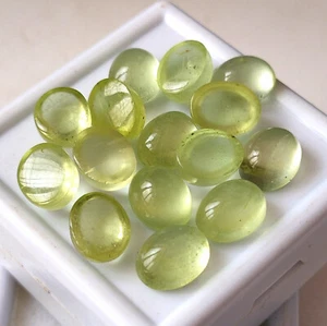 7X9 mm Oval Natural Light Green Aquamarine Cabochon Loose Gemstone 15 Pieces Lot - Picture 1 of 3