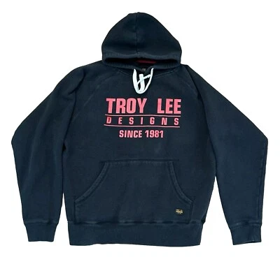 Troy Lee Designs Sudadera con Capucha Para Hombre Grande Negra Manga Larga Gráfico Pullover Sudadera Foto 1 de 4