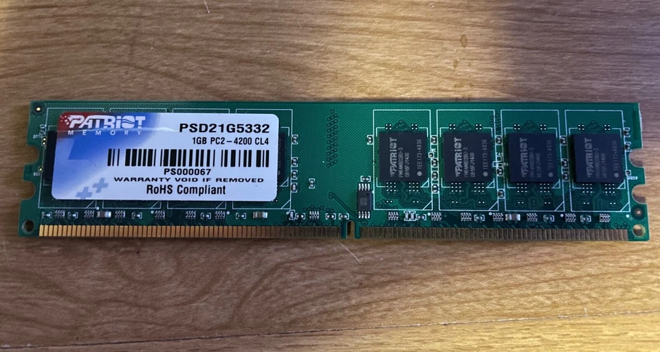 PATRIOT 1GB PC2-4200 DDR2-533 CL4 240 PIN PSD21G5332 one stick - Image 1 of 1
