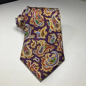 Lauren Ralph Lauren Krawatte Seide lila Paisleymuster Handarbeit 58" L x 3 1/2W China - Bild 1 von 8