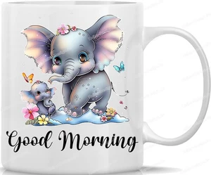 Tasse Kaffeebecher mit Süßem Elefanten Good Morning Motiv - 15 - Bild 1 von 1