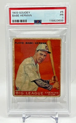 1933 Goudey #5 Floyd (Babe) Herman - Chicago Cubs PSA 1 - Image 1 of 2