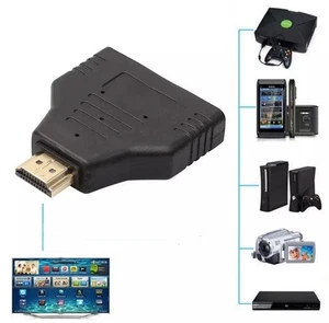 1 Input 2 Output 1080P HDMI Splitter Male to Female Cable Adapter Converter HDTV - Picture 1 of 5