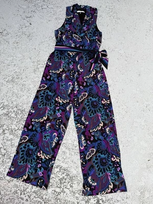 Mono Trina Turk con cinturón azul púrpura cachemira elástico para mujer talla grande” Foto 1 de 4