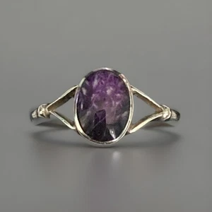 Vintage Silver Derbyshire Blue John Ring - Size N - Picture 1 of 6