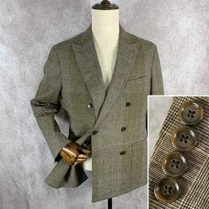 J Crew Linen Blazer Men 42R Ludlow Slim Double Breasted Brown Japanese Peak - Picture 1 of 16