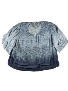 Catherines Damen Plus Plissee Tunika Bluse Größe 5X Blau Schulterschlitze - Bild 1 von 5