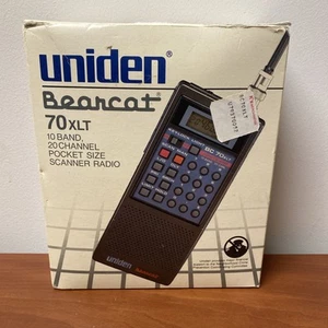 Uniden Bearcat BC 70XLT Pocket Scanner W/ Leather Cover & Power Adapter For Part - Zdjęcie 1 z 12