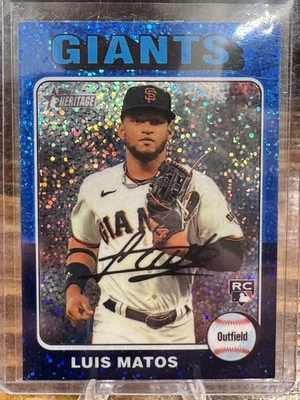 2024 Topps Heritage - Luis Matos #101 Chrome Blue Sparkle Refractor (RC) - Image 1 of 2