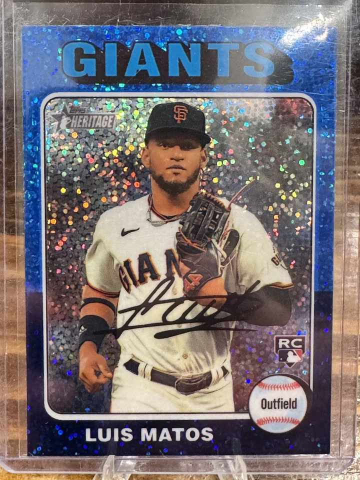 2024 Topps Heritage - Luis Matos #101 Chrome Blue Sparkle Refractor (RC) - Image 1 of 2