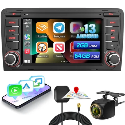 2+64GB Android 13.0 Autoradio CarPlay Stereo GPS+Kamera Für Audi A3 8P 2003~2012 - Bild 1 von 4
