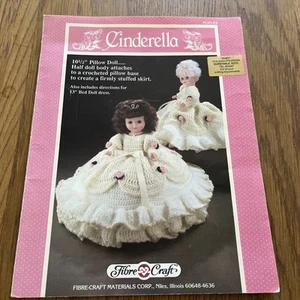 Crochet Pattern Cinderella 10-1/2" Pillow Base &13" Bed Doll Dress FCM163 - Picture 1 of 10