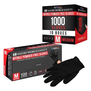 Schwarze Nitril Einweghandschuhe, 10 Schachteln à 100, Medium, 4 Mil - Latexfrei - Bild 1 von 5