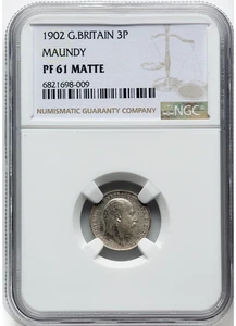 1902 Great Britain Maundy 3 Pence Matte Proof NGC PR 61 - Picture 1 of 4
