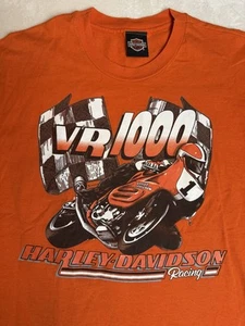 Vin 90s Harley Davidson T Shirt Men XL Orange VR1000 Racing Single Stitch USA - Picture 1 of 9