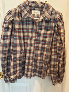 The Great Damen hellbraun marine rot kariert Baumwolle Button Down Flanell Hemd Gr. 1 NEU - Bild 1 von 4