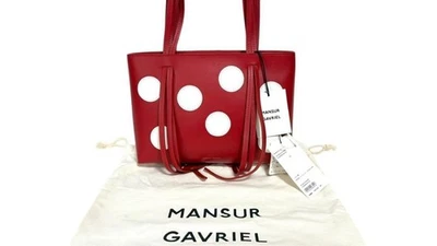 Mansur Gavriel Bolso de Mano con Flecos Bolso Cartera Lunares Flamma Blanco NUEVO Foto 1 de 4