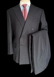 Gieves & Hawkes Bespoke Double Breasted Grey Suit 43R / W36R Nailhead Savile Row - Picture 1 of 23