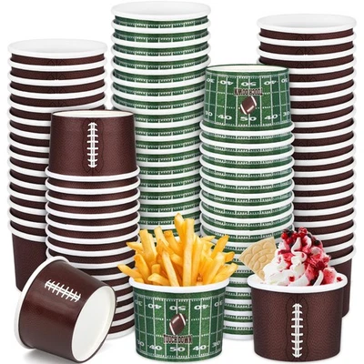 100 Pieces Football Party Paper Bowls 8 Ounces Football Snack Bowls Disposabl... - Image 1 of 4