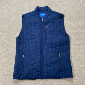 Haggar Gilet Mens Small Blue Quilted Liner Waistcoat Vest Zip Up Water Resistant - Picture 1 of 11
