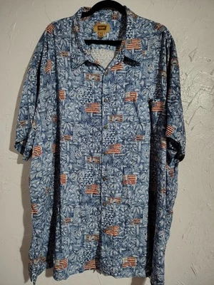 Foundry Shirt Men 5XL Red/Blue/White Flags Patriotic USA Short Sleeve Tropical  - Image 1 of 4