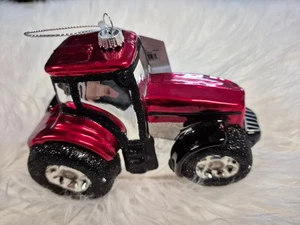 Traktor Christbaumkugel  Christbaumschmuck Weihnachtsdeko Krebs Glas Lauscha rot - Bild 1 von 3