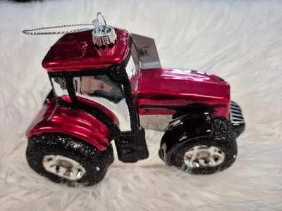 Traktor Christbaumkugel  Christbaumschmuck Weihnachtsdeko Krebs Glas Lauscha rot - Bild 1 von 3