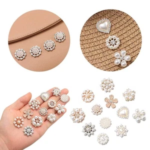 Crystal Headwear Accessories Pearl Hairpins Pearl Button Rhinestone Buttons - Picture 1 of 23