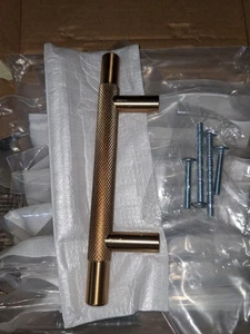 10 Pack 3 Inch Centers Knurled Champagne Bronze Cabinet Handles Drawer Pulls - Picture 1 of 8