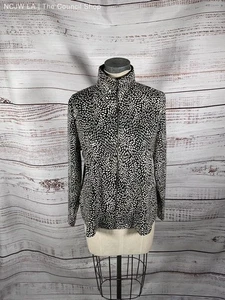 Misook Women's Black & White Floral Print Polyester Blend Full Zip Jacket Sz L - Picture 1 of 10