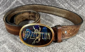 Led Zeppelin 1977 Pacifica Collectible Prism Belt Buckle & Leather Belt VTG - Picture 1 of 10