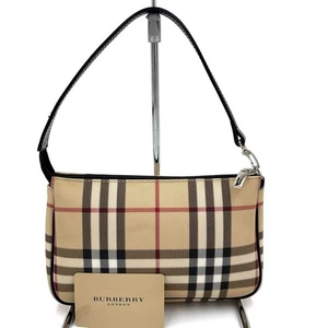 BURBERRY Nova Check Accessory Shoulder Hand Bag Purse Pouch Authentic from Japan - Picture 1 of 9