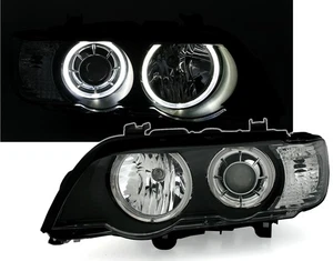 Juego de Faros for BMW X5 E53 1999-2003 LED Angel Eyes Xenon Negro US LPBMD3WP X - Bild 1 von 14
