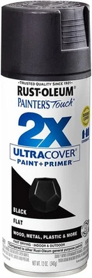 Rust-Oleum 334020 Painter's Touch 2X Ultra 12 onzas (paquete de 1), negro plano  Foto 1 de 3