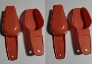 Four  Tupperware Canister Scoops High Sides Sugar Flour Coffee Dark Orange New - Picture 1 of 1