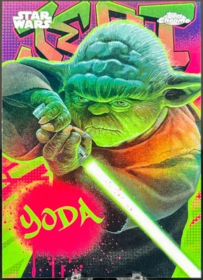 2025 Topps Chrome Star Wars 🔥 YODA Galactic Graffiti #GG-21 (SP) Insert - Image 1 of 4