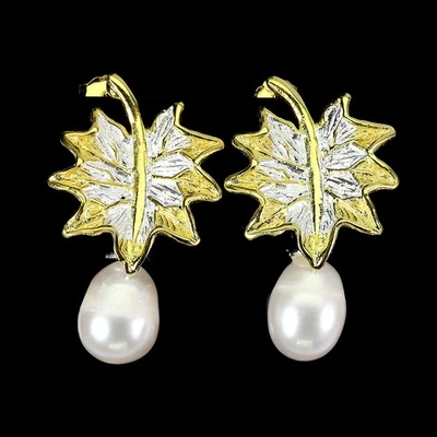 Brincos de prata esterlina 925 pérola gota 12x9mm joias de pedra preciosa natural - Imagem 1 de 4